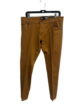 Chams 36 Mens Premium Stretch Denim Pants Slim Brown Minimalist Modern Organic